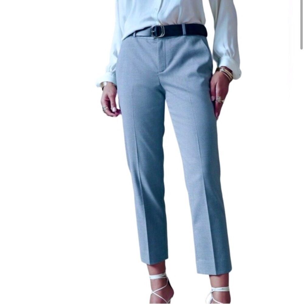 Banana Republic Avery Straight Ankle Length Pants in Blue/White Twill Women’s 2P